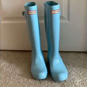 Tiffany Blue Hunter Tall Glossy Boots
